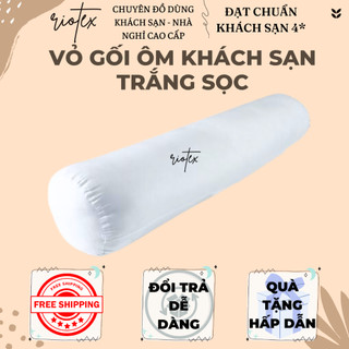 Vỏ gối ôm màu trắng sọc cao cấp Riotex S1 mềm mịn mát - KT: 35x100cm
