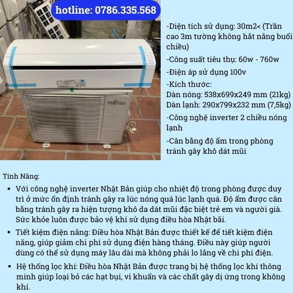 Điều hòa 18000btu bãi Nhật, hàng nội địa Nhật 2 chiều inverter sử dụng điện 200v máy zin nguyên bản bảo hành 12 tháng