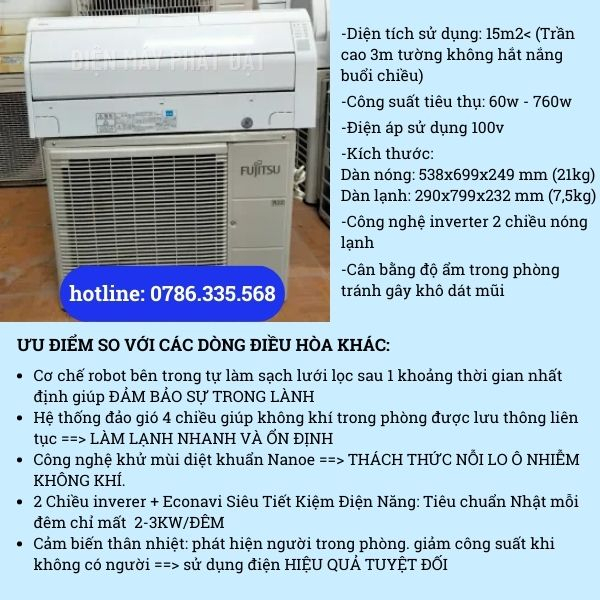 Điều hòa nhật bãi Fujitsu Full chức năng 9000btu, máy zin nguyên bản 100% chưa sửa chữa, bảo hành 12 tháng