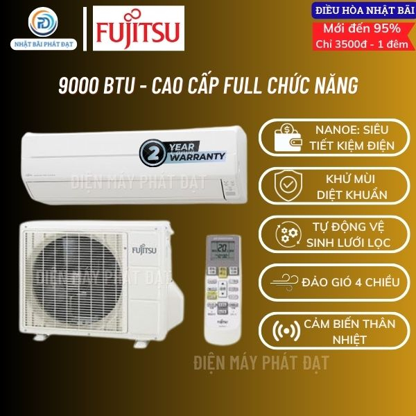 Điều hòa nhật bãi Fujitsu Full chức năng 9000btu, máy zin nguyên bản 100% chưa sửa chữa, bảo hành 12 tháng