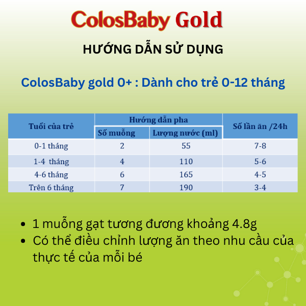 Sữa bột COLOSBABY GOLD 0+ 800G hỗ trợ tăng cân, miễn dịch khỏe cho bé - VitaDairy