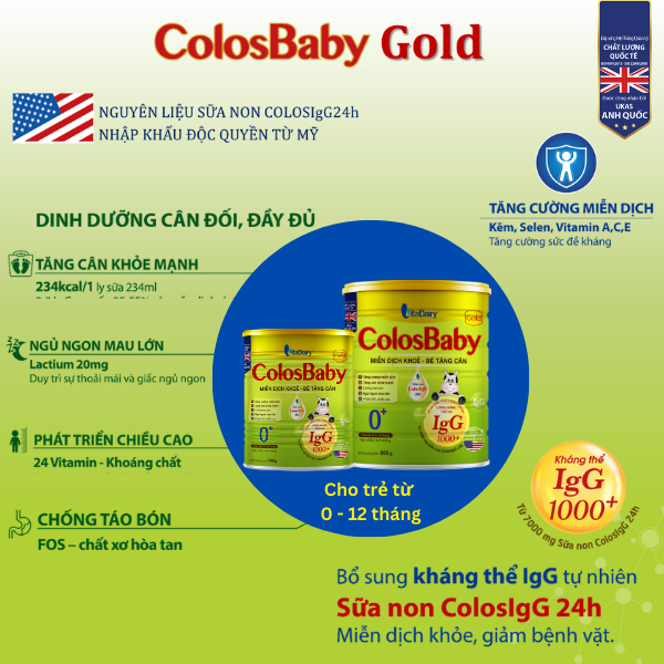 Sữa bột COLOSBABY GOLD 0+ 800G hỗ trợ tăng cân, miễn dịch khỏe cho bé - VitaDairy