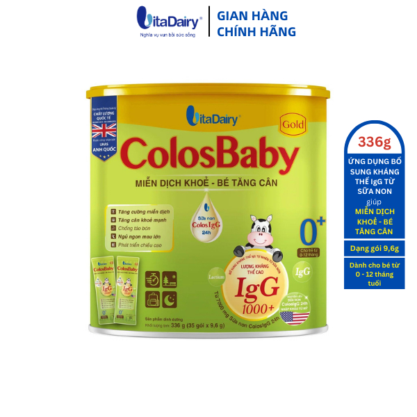 Sữa bột ColosBaby Gold 0+ 336g hỗ trợ bé tăng cân, miễn dịch khỏe (Dạng Gói Tiện Lợi) - VitaDairy