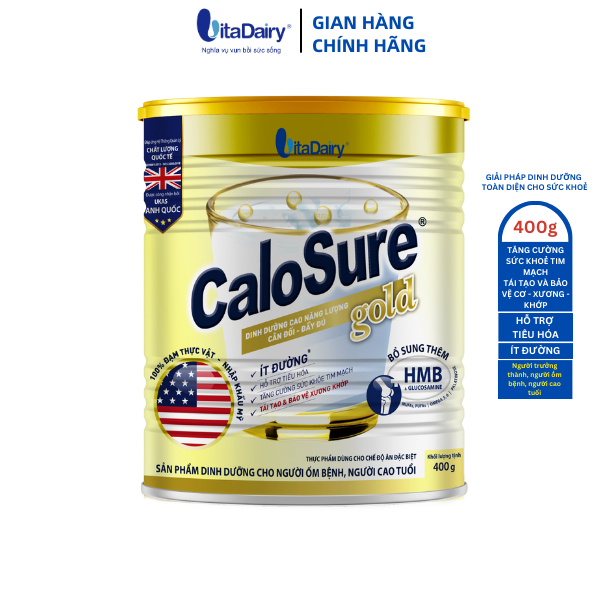 Sữa bột Calosure Gold ít đường 400g giúp tăng cường sức khỏe tim mạch, bảo vệ cơ xương khớp, ngủ ngon - VitaDairy