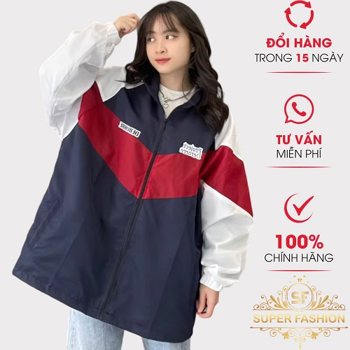 Áo Khoác Nữ Unisex Cổ Đứng Chất Liệu Dù 2 Lớp Đi Mưa Cản Gió Chống Nắng Tốt Hot Trend