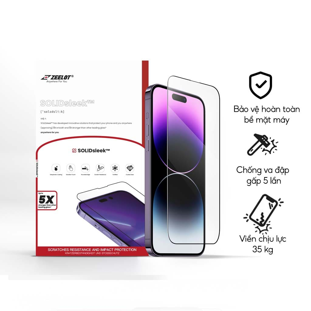 Kính cường lực ZEELOT SOLDSLEEK cho iPhone 14/13/13 Pro/ 14 Plus/ 13 Pro Max/ 14 Pro/ 14 Pro Max