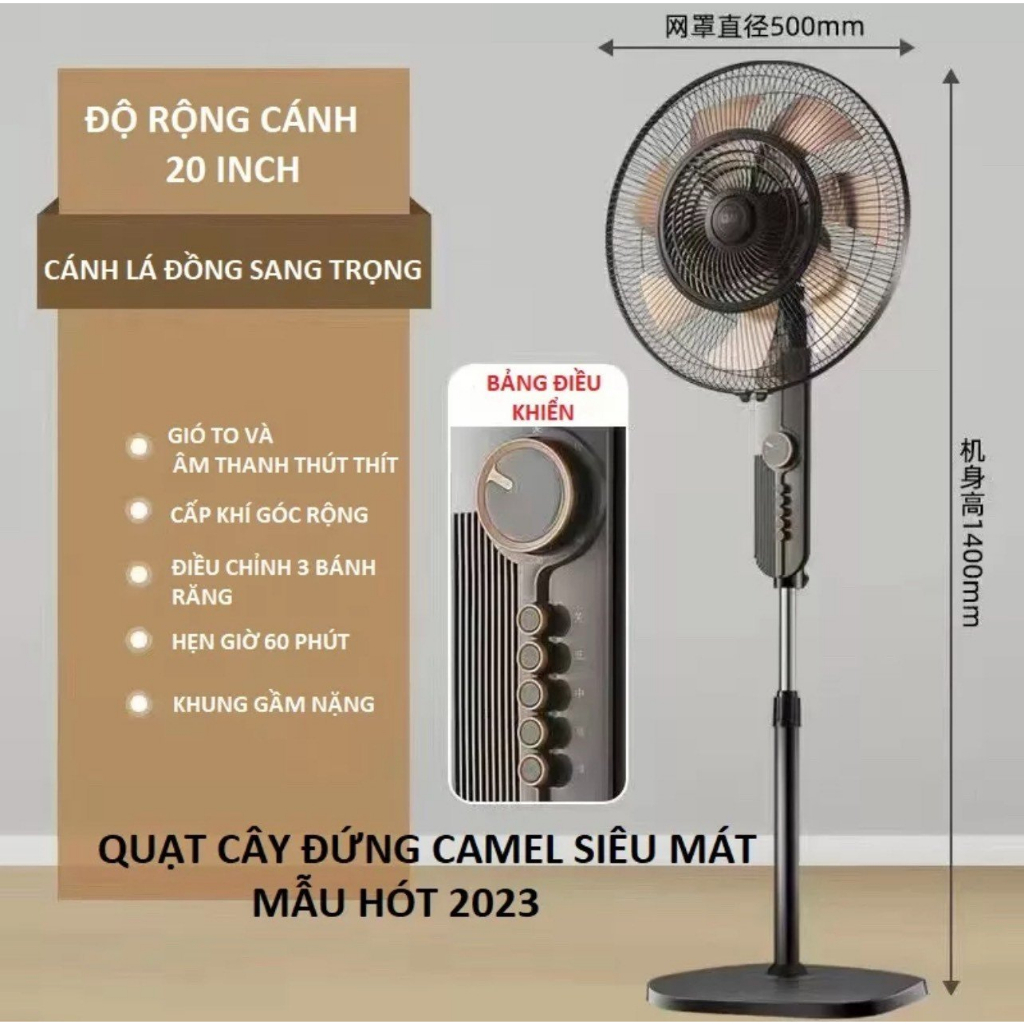 Quạt cây đứng CAMEL mới 5 cánh đồng siêu mát ( sẵn hàng )