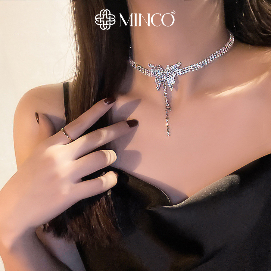 Vòng Cổ choker đính đá Minco Accessories dây chuyền nữ dáng ngắn đi tiệc sang chảnh phụ kiện thời trang hàn quốc CK02