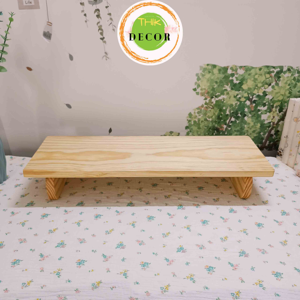Kệ kê màn hình máy tính, laptop Thik Decor bằng gỗ thông tự nhiên, decor trang trí giúp bàn làm việc gọn gàng.