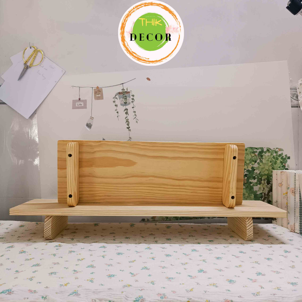 Kệ kê màn hình máy tính, laptop Thik Decor bằng gỗ thông tự nhiên, decor trang trí giúp bàn làm việc gọn gàng.