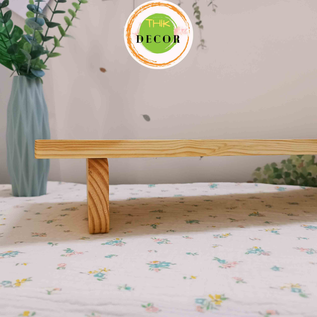 Kệ kê màn hình máy tính, laptop Thik Decor bằng gỗ thông tự nhiên, decor trang trí giúp bàn làm việc gọn gàng.