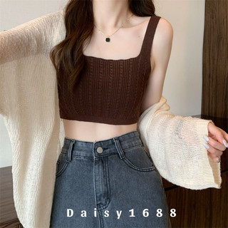  Sẵn- Áo Hai Dây Croptop Len Ôm Dáng Sexy Phong Cách Hàn Quốc Cho Nữ 