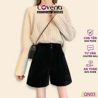 Quần short nữ nhung tăm basic cạp cao lovena qn03
