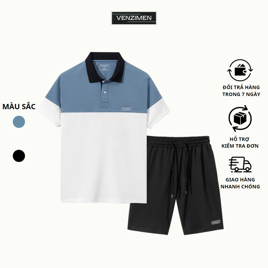 Bộ Quần Áo Thể Thao Nam Mùa Hè Polo Cộc Tay Thời Trang Cao Cấp Chất Thun Cá Sấu Co Giãn Đẹp VENZIMEN
