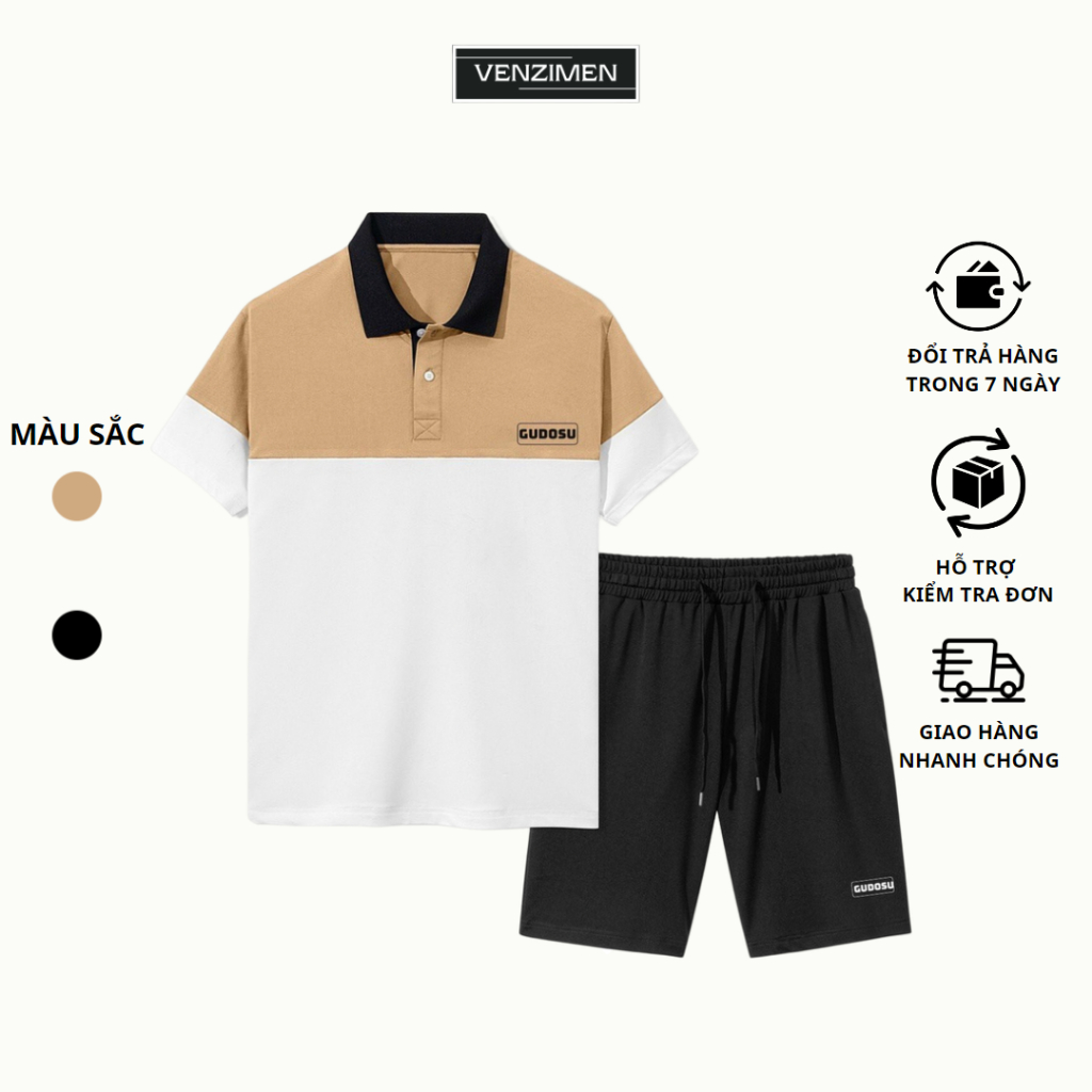 Bộ Quần Áo Thể Thao Nam Mùa Hè Polo Cộc Tay Thời Trang Cao Cấp Chất Thun Cá Sấu Co Giãn Đẹp VENZIMEN