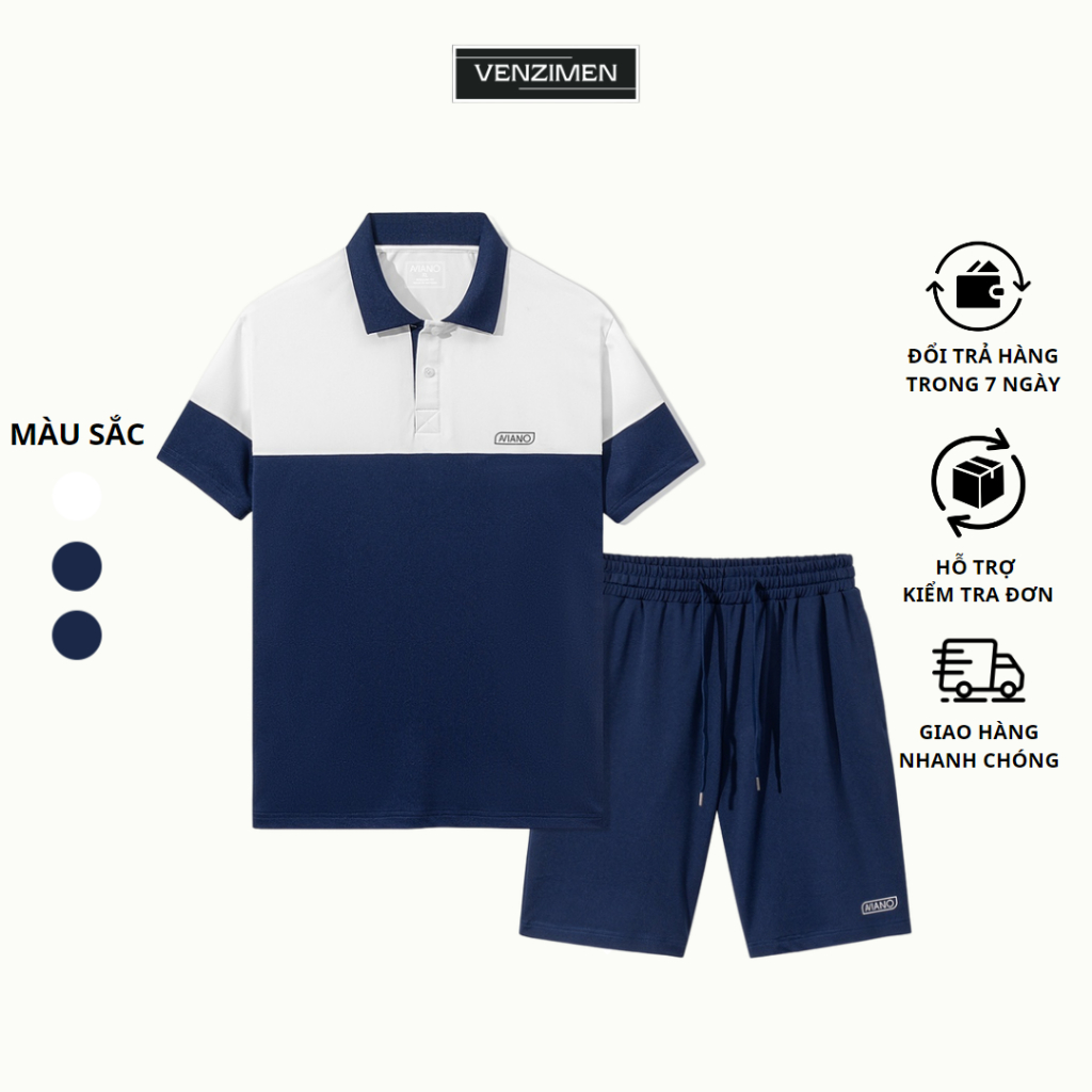 Bộ Quần Áo Thể Thao Nam Mùa Hè Polo Cộc Tay Thời Trang Cao Cấp Chất Thun Cá Sấu Co Giãn Đẹp VENZIMEN