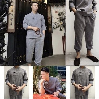 Đồ lam đi chùa nam-Pháp phục dành cho nam vải nhập cao cấp đủ size