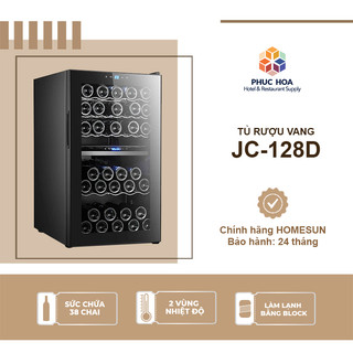 Tủ ướp, bảo quản rượu vang JC-128D (128L), 2 ngăn 2 vùng nhiệt độ