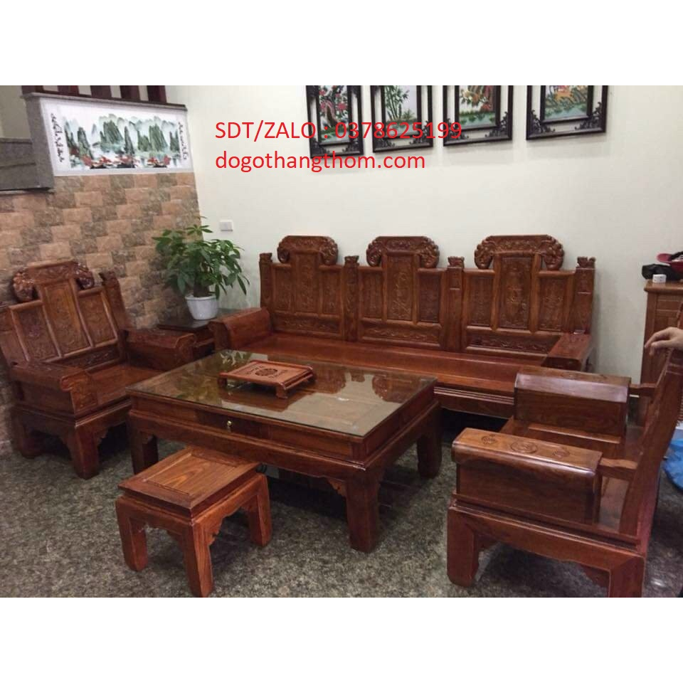 bàn ghế tai voi gỗ hương đá phòng khách giá thật