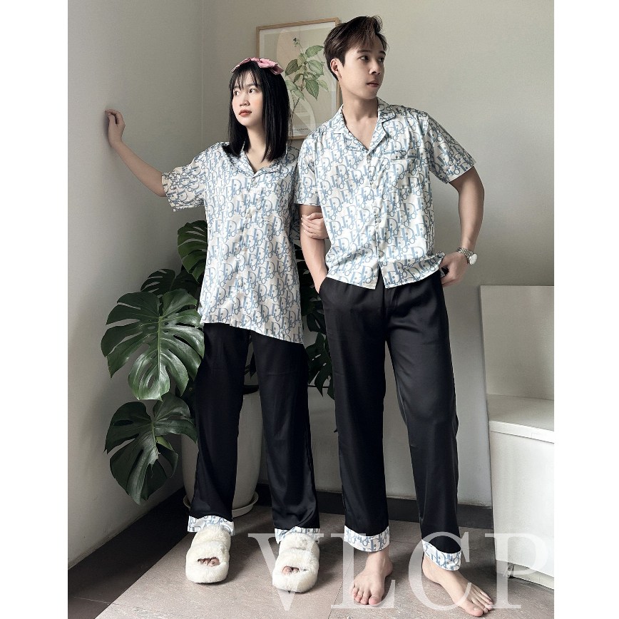 Đồ đôi nam nữ pijama đôi nam nữ lụa satin cao cấp cặp đôi mặc đẹp sang chảnh VC31 - VLCP | BigBuy360 - bigbuy360.vn