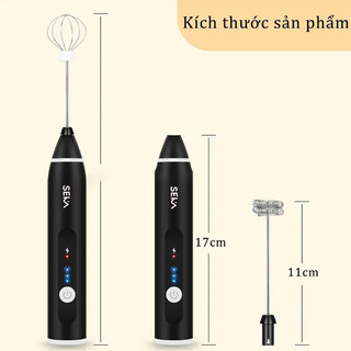 Máy đánh trứng, que tạo bọt cafe mini cầm tay không giây chính hãng SEKA 3 cấp độ [BẢO HÀNH 12 THÁNG ], hỗ trợ sạc pin