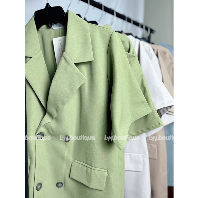 Set đồ nữ áo blazer trơn cộc tay kèm quần short form oversize nhiều màu hot hit LYY BOUTIQUE