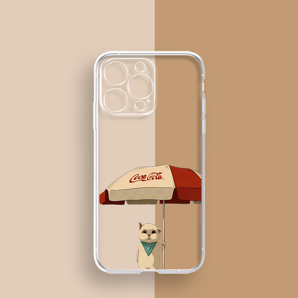 Ốp lưng iphone ốp chống bẩn Mèo trắng nhỏ cầm ô đáng yêu cho ip 7p 8p x xsmax 11 12 13 14 pro max plus uh111