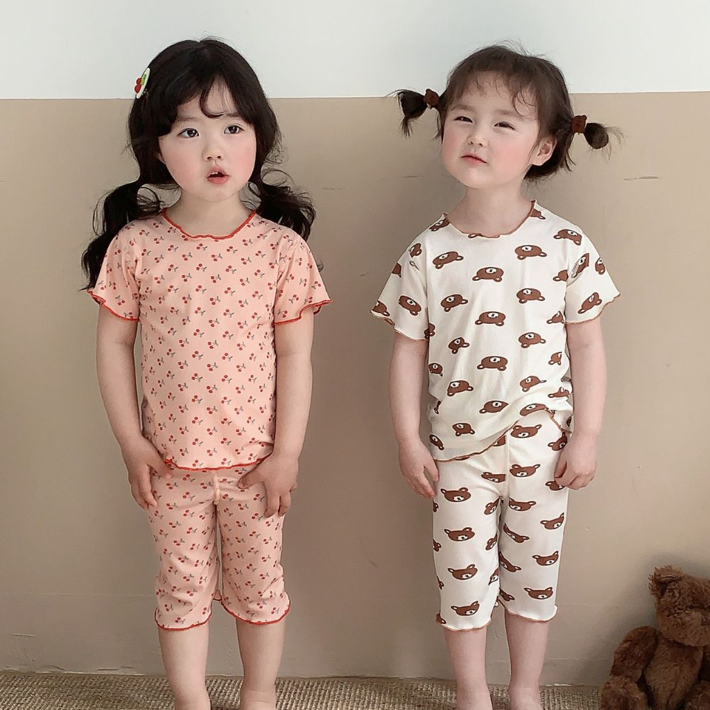 Bộ Quần Áo Cộc Lửng Cho Bé Gái Từ 06-24 Tháng Chất Sợi Băng Siêu Mát Xinh Hoạ Tiết Cute Hot Hit