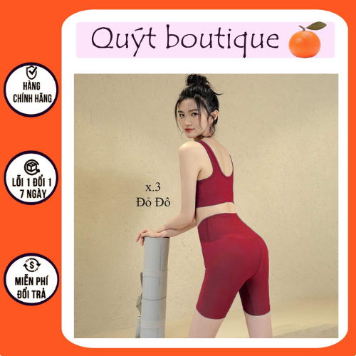 Bộ tập gym yoga nữ quần lửng áo bra có sẵn mút ngực chất liệu co giãn 4 chiều, thấm hút mồ hôi tốt S035