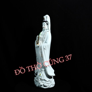 [ Cao  40 cm ] TƯỢNG QUAN ÂM ĐỨNG ,  SỨ TRẮNG