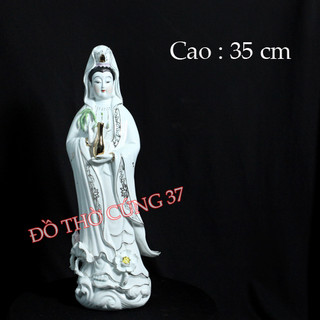 [ Cao 35cm , 40 cm ] TƯỢNG QUAN ÂM ĐỨNG ,  SỨ TRẮNG