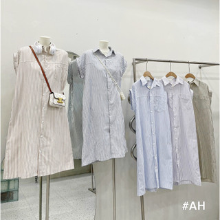 V145 váy sơ mi kẻ tay hến audrey