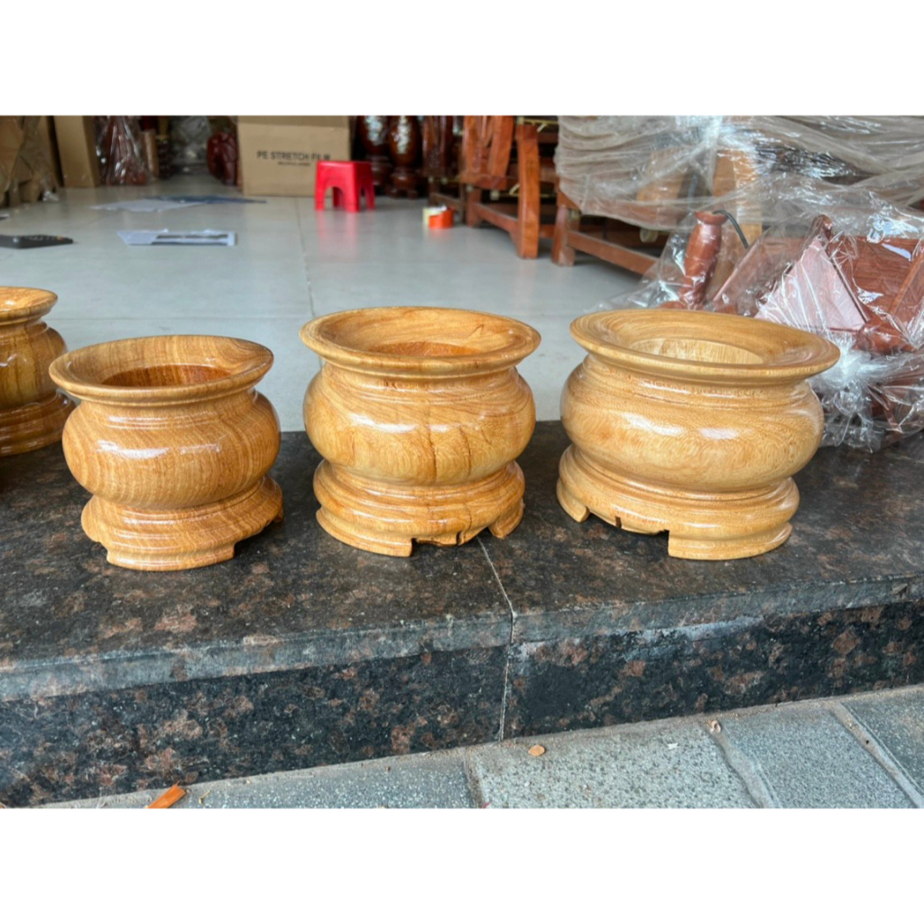 Lư hương.bát cắm nhang gỗ gõ nhiều kích thước