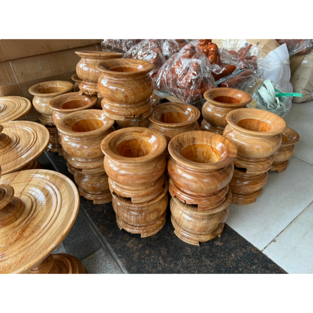 Lư hương.bát cắm nhang gỗ gõ nhiều kích thước