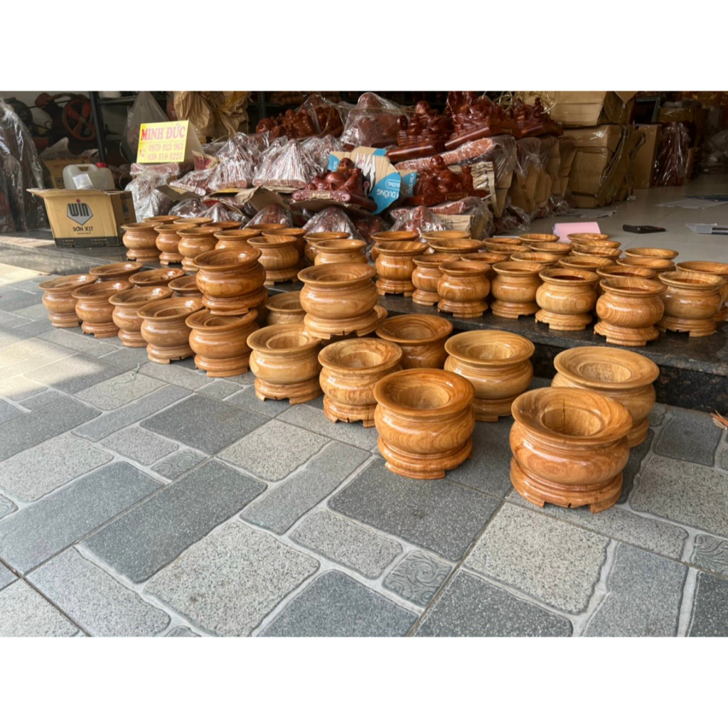 Lư hương.bát cắm nhang gỗ gõ nhiều kích thước