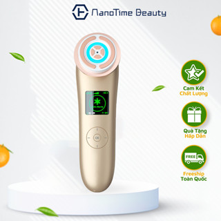 Máy nâng cơ mặt đẩy tinh chất trẻ hóa da Nanotime F81E HT Beauty, massage da mặt  bằng sóng RF Photon, kết nối app