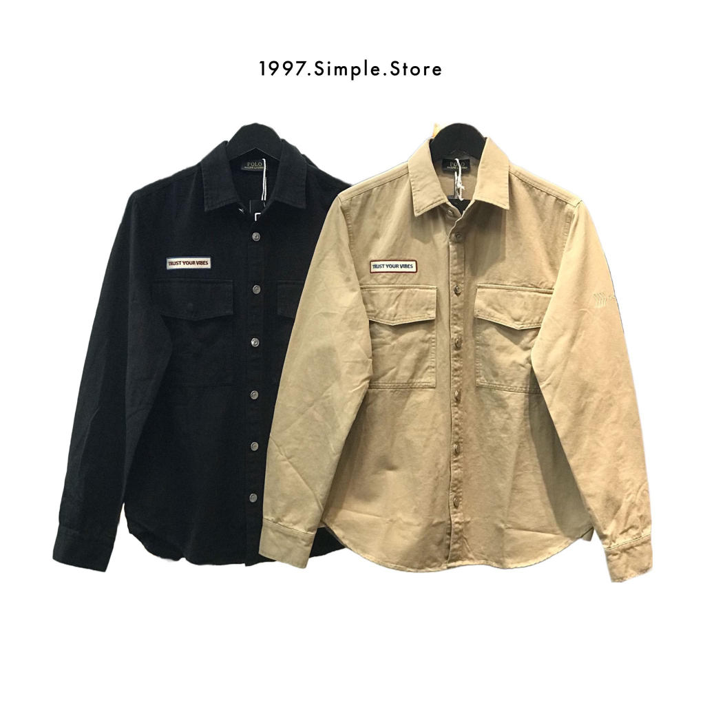 Áo sơ mi, sơ mi jacket nam nữ 1997.SIMPLE ASM01 denim kaki mềm