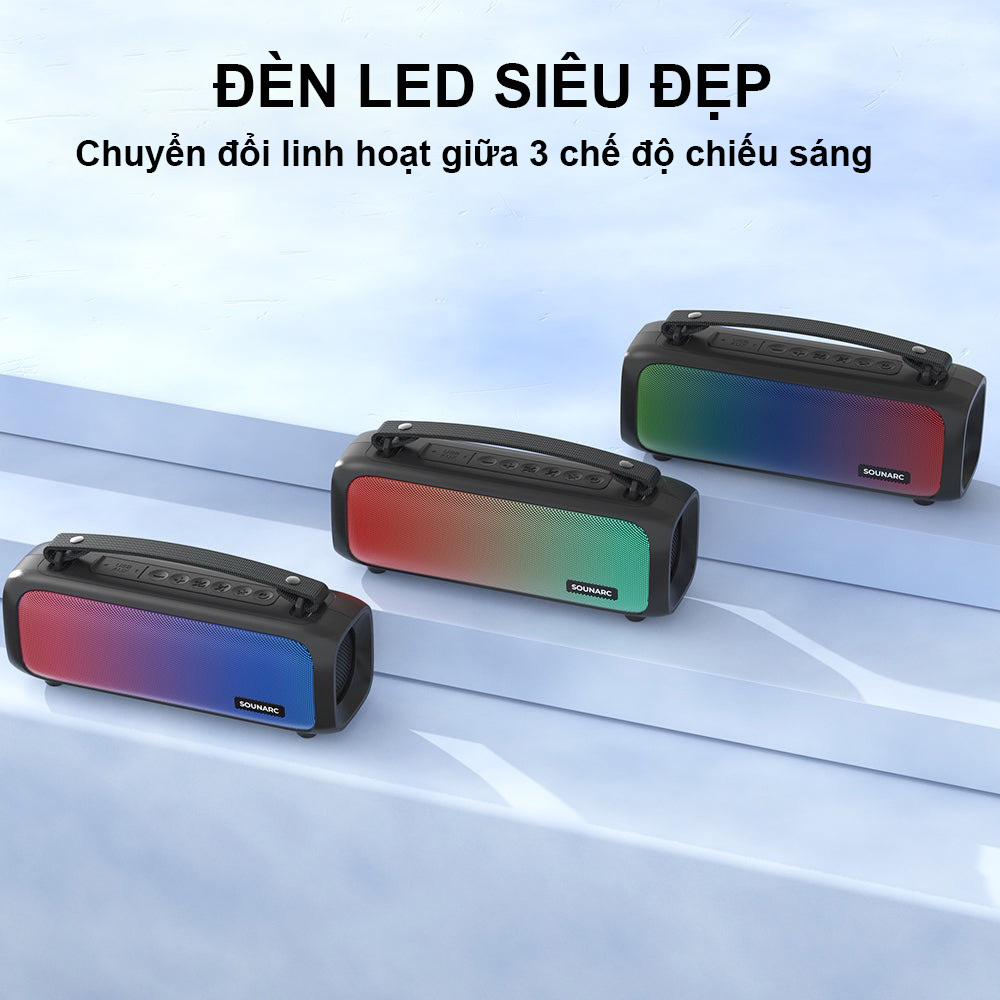 Loa Bluetooth 5.1 Sounarc P3, Công Suất 16W, Chống nước IPX4 Có Đèn Led Theo Nhạc - Bảo hành 12 tháng