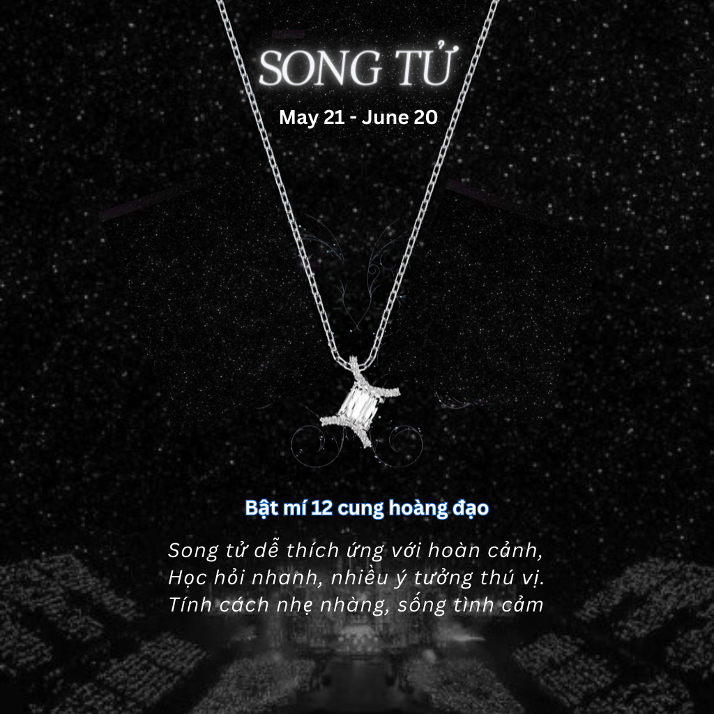 Dây chuyền cung hoàng đạo CDE Gemini Zodiac Pendant Necklace Silver - Cung Song Tử - Dây chuyền phong thủy Emma Jewelry