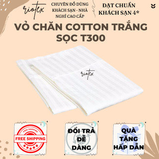 Vỏ chăn mềm cao cấp Riotex màu trắng sọc - KT: 1m6x2m/1m8x2m/2mx2m2/2m2x2m4