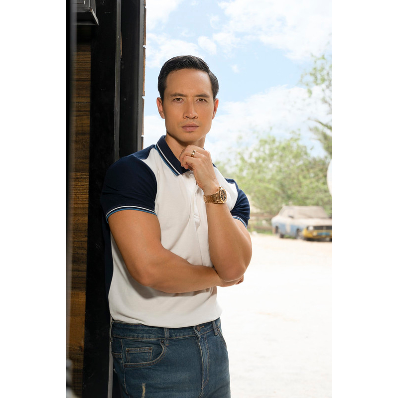 Áo polo can phối, thêu logo ngực ngắn tay, thoáng khí, trơn bo kẻ 1.ESTP018