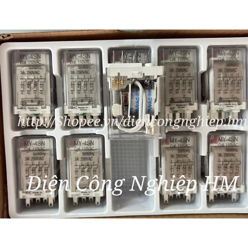 Relay Rơ Le trung gian SUNGHO MY-4SN 14 chân dẹt nhỏ, có đèn - CHÍNH HÃNG