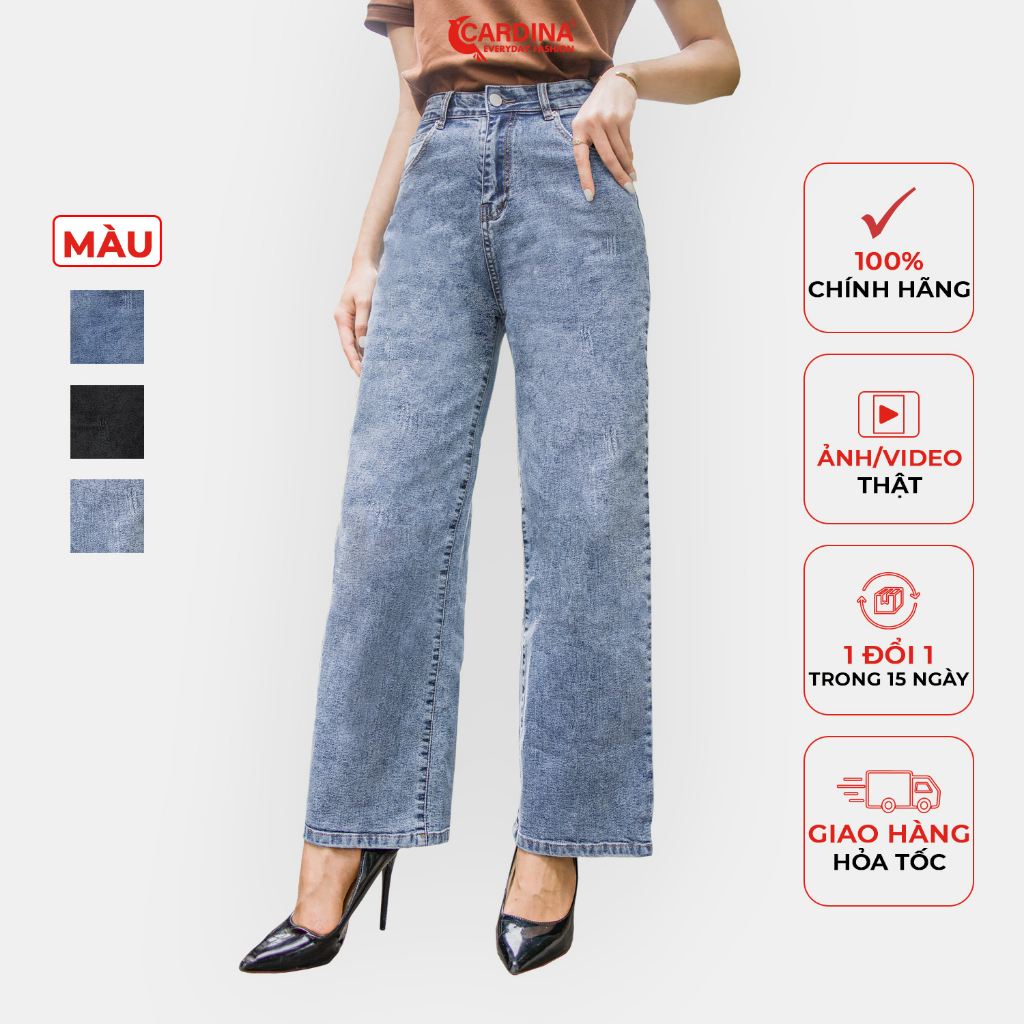 Quần Jeans Nữ 𝐂𝐀𝐑𝐃𝐈𝐍𝐀 Cao Cấp Quần Bò Ống Rộng Cài Khuy Có Khóa Kéo Bắt Trend Siêu Hot 2Q14