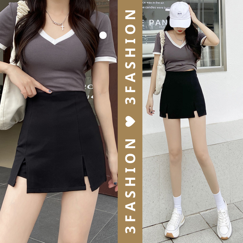 Chân váy chữ A có xẻ tà trước vải Umi đẹp khóa kéo ôm mông có quần trong chống lộ 3FASHION OFFICIAL - CV01