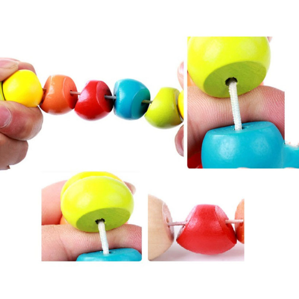 Đồ chơi con sâu sắc màu bằng gỗ tập cầm nắm cho bé