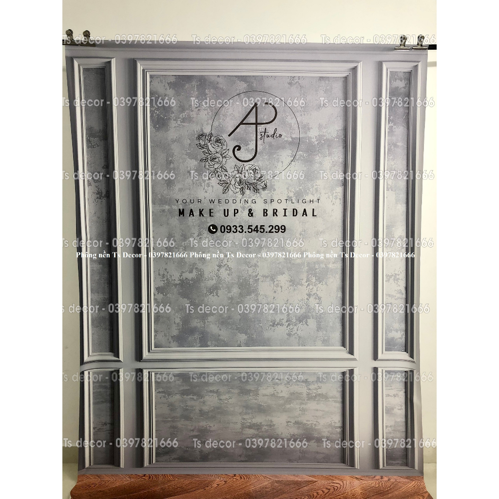 Phông Nền Giả Góc 3D 5D miễn phí chèn logo + khung tranh + gấu beerbrick