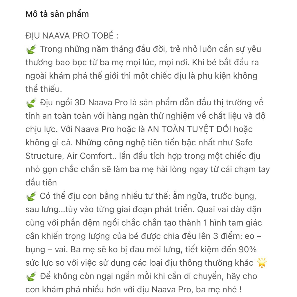 Địu Trợ Lực NAAVA PRO An Toàn Tiện Lợi Nhỏ Gọn Hãng TOBÉ Cao Cấp