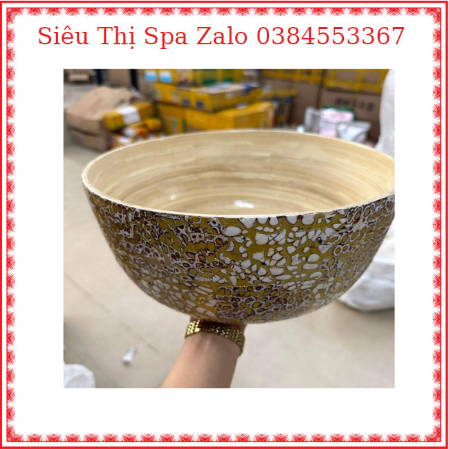 Chậu tre khảm trứng gội đầu dưỡng sinh, ngâm tay chân dùng trong nail spa
