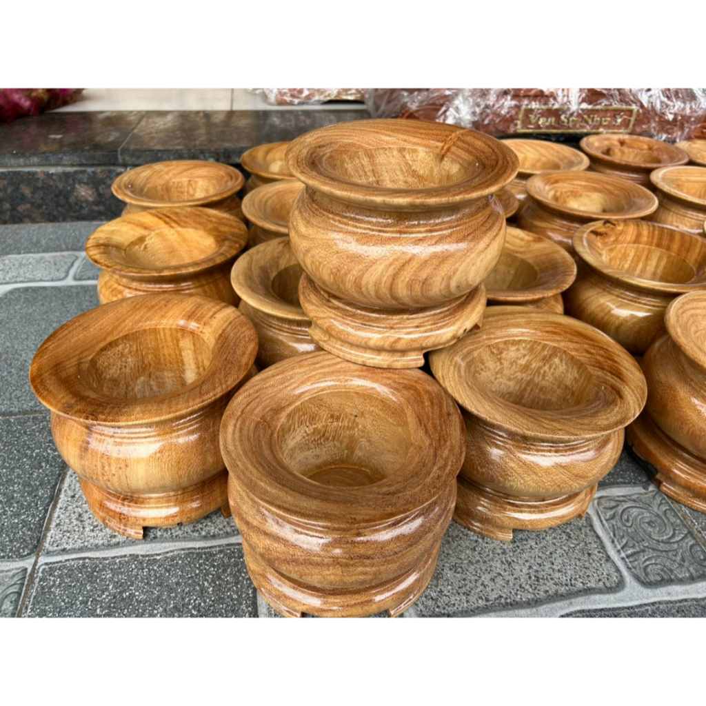 Lư hương.bát cắm nhang gỗ gõ nhiều kích thước