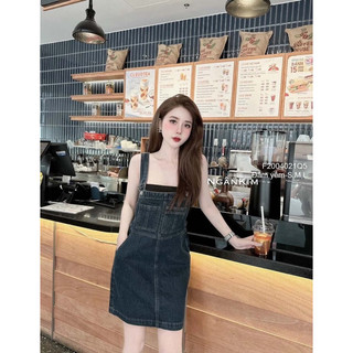 Đầm yếm jean 2 túi trước